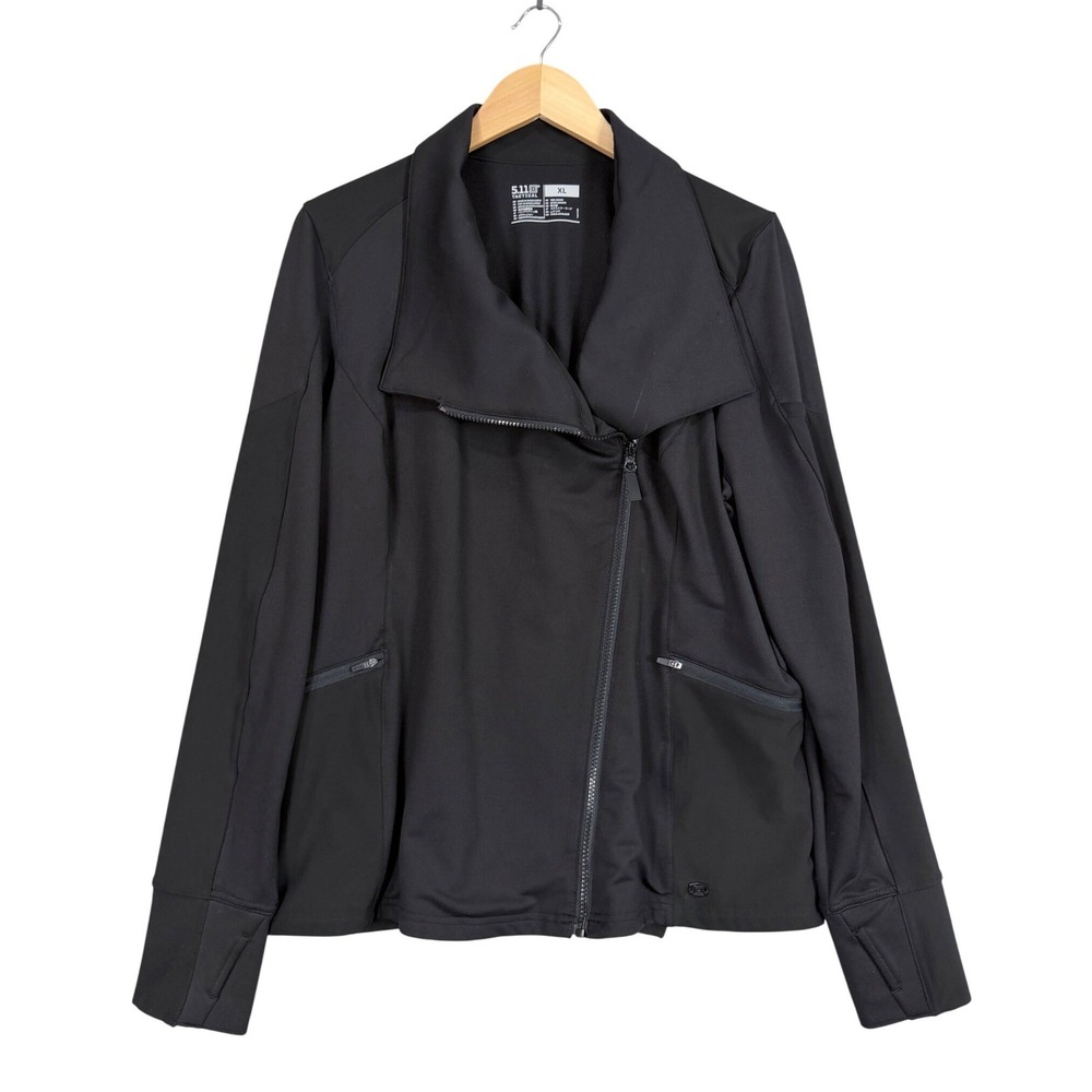 5.11 Tactical Moto Jacket Women XL Black Asymmetrical Zip Performance 66011-019 - Picture 1 of 10